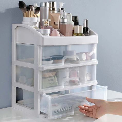 Make Up Case Jewelry Container Box Makeup Organizer Drawers Cosmetic Storage ZK Features: 1.Jewelry and Cosmetic Storage Case - Organize all your makeup, cosmetics, jewelry and accessories into a dazzling personalized beauty counter or display. 2.Exquisite workmanship and Safe Use - It has round corners and the edges are smoothly polished, and the surface has no burrs. It will not scratch your body. 3.Perfect Gift Item - Multi-Function makeup organizer for your needed, bathroom, bedroom, dressin Drawers Plastic, Organizer Drawers, Penyimpanan Makeup, Jewelry Container, Make Up Case, Makeup Drawer Organization, Makeup Drawer, Makeup Storage Box, Makeup Brush Holder