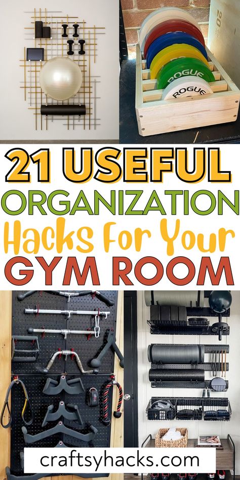 Improve your workout routine with these essential home gym organization tips! Use space-saving solutions like vertical storage and labeled bins to streamline your exercise area. A well-organized gym will also give you the fitness motivation you need! Ikea Peg Board Home Gym, Gym Organization Ideas Small Spaces, Exercise Storage Ideas, Small Home Gym Organization, Free Weight Storage Ideas, Bosu Ball Storage Ideas, Home Gym Storage Ideas Small Spaces, Weights Storage Ideas, Garage Gym Organization Ideas