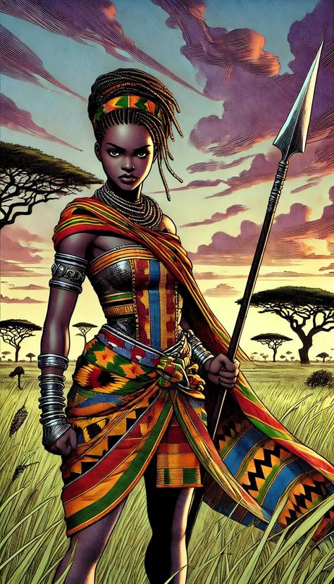 African Woman Character Design, African Warrior Queen, Zulu Women Beauty, African Portraits Art, Music Cover Art, Afrofuturism Art, Africa Art Design, African Mythology, African Women Art