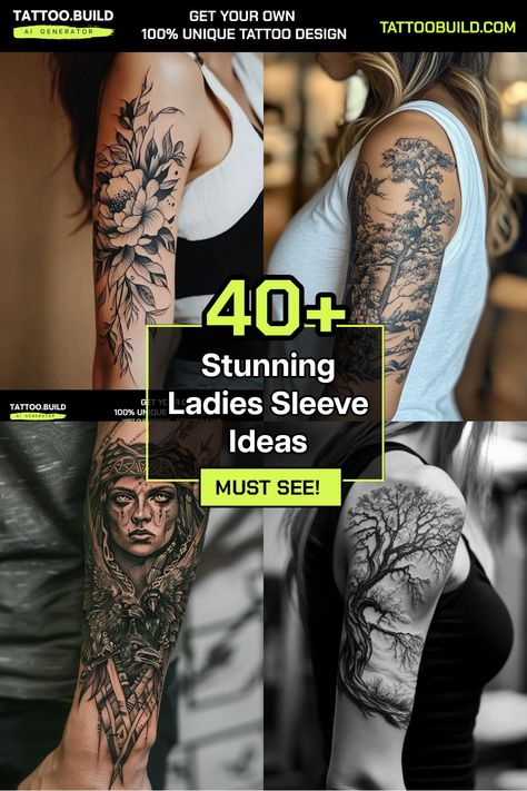 Unique Ladies Sleeve Tattoo Inspiration Discover Feminine Ink Ideas Nature Arm Sleeve Tattoos For Women, Travel Sleeve Tattoo Women, Half Sleeve Tattoos For Women Lower Arm Meaningful, Forearm Half Sleeve Tattoos For Women, Sleeve Tats For Women, Upper Arm Tattoos For Women Sleeve, Full Sleeve Tattoos Women Unique, Ladies Sleeve Tattoo, Best Sleeve Tattoos For Women Beautiful