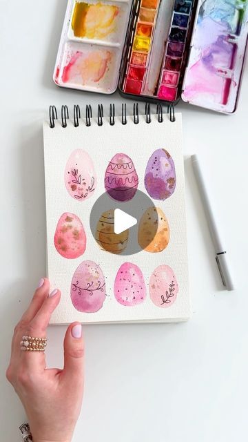 Anna Koliadych on Instagram: "Watercolor Doodles for Easter: How to Create Cute Watercolor Cards in Just a Few Minutes 🥰💕🐣🪺
#watercolor #watercolorvideos #watercolortutorial #Easter #craft" Easter Greeting Cards Handmade, Egg Watercolor, Watercolor Doodles, Easter Paintings, Egg Card, Easter Cards Handmade, Learn Watercolor Painting, Easter Stuff, Painting Pictures