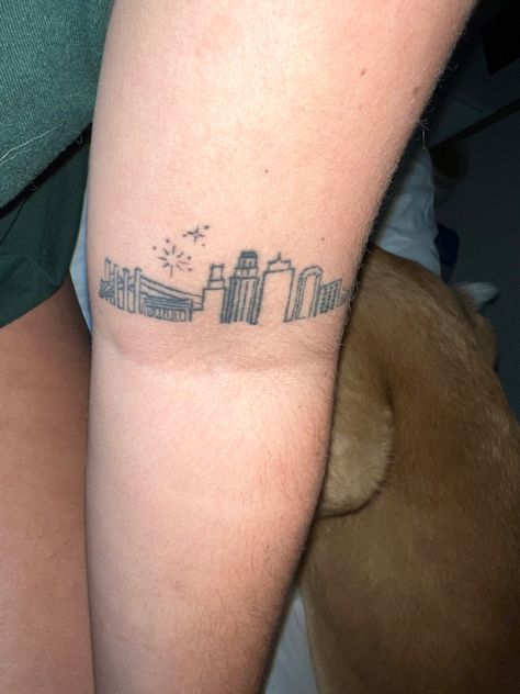 Kansas City Skyline Tattoo, Kansas City Tattoo, City Skyline Tattoo, Kansas Tattoo, Skyline Tattoo, Kansas City Skyline, Tattoo Unique, City Tattoo, Tramp Stamp