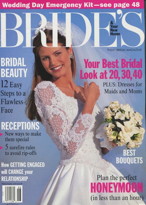 Brides Jun 1994 Bridal Magazine Cover, Fashion 1990s, Dazzling Dress, Blushing Bride, 15 August, Bridal Magazine, Wedding Gowns Vintage, Brides Magazine, Flawless Face