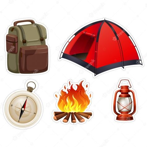 Campfire Illustration, Tent Illustration, Camping Vector, Scout Knots, Camping Stickers, Lantern Illustration, Camping Icons, Camping Pics, Camping Club