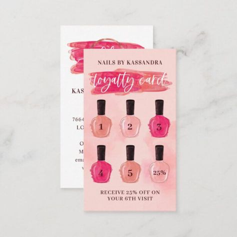 Loyalty Card Coffee, A Monogram Logo, Loyalty Card Design, Blush Pink Nails, Nail Polish Brush, Loyalty Card Template, Stylish Business Cards, Nail Polish Bottles, Pink Nail Polish