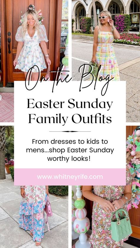 See my style guide of Easter dresses and outfits for Mom, Dad, and the kids for beautiful coordinating family spring looks! Spring Mommy And Me Pictures Outfits, Family Easter Outfits 2024, Easter 2024 Outfits, Easter Outfits For Family, Easter Outfit Family, Family Easter Pictures, Easter Family Outfits, Family Easter Outfits, Easter Family Photos