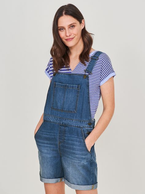 Summer Short Dungaree (Lgt Denim) | White Stuff Short Dungarees, Girls Overalls, Summer Shorts Denim, Shirts And Blouses, Scarf Poncho, Simple Tees, White Stuff, Dungarees, Summer Shorts