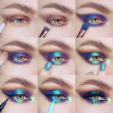 Duochrome Eyeshadow, Makeup Pictorial, Bright Makeup, Smoky Eyes, Oil Spill, American Gods, Graphic Liner, Green Eyeshadow, Edgy Makeup