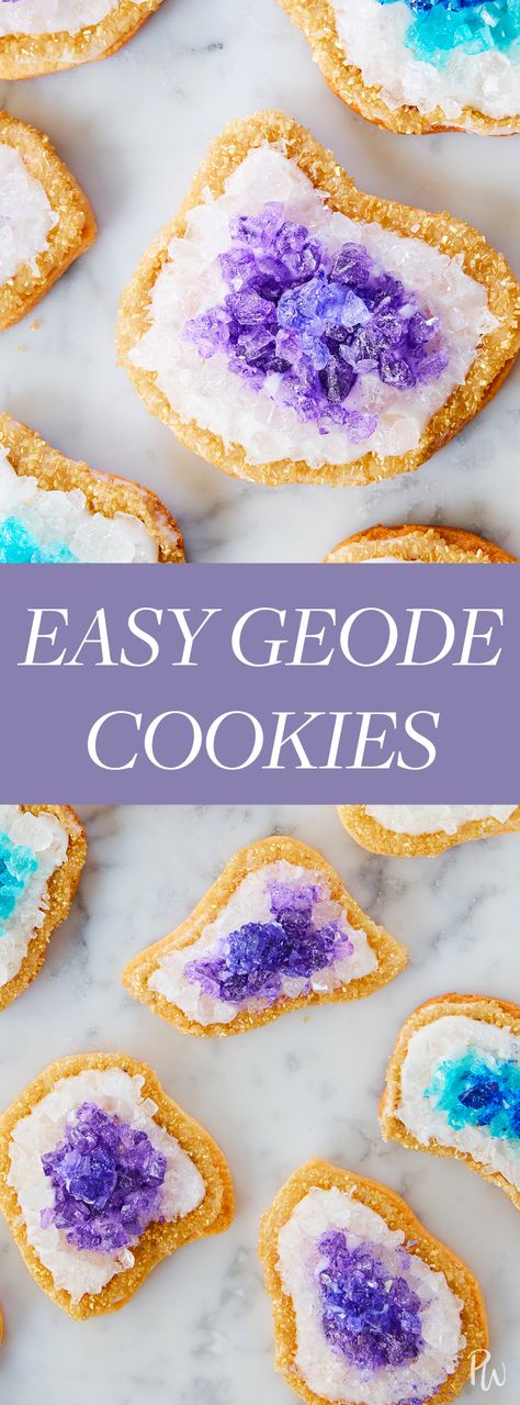 Crystal Food Ideas, Crystal Desserts, Jewel Cookies, Crystal Cookies, Geode Cookies, Geode Cake Wedding, Geode Wedding, Fudge Recipes Chocolate, Recipe Baking