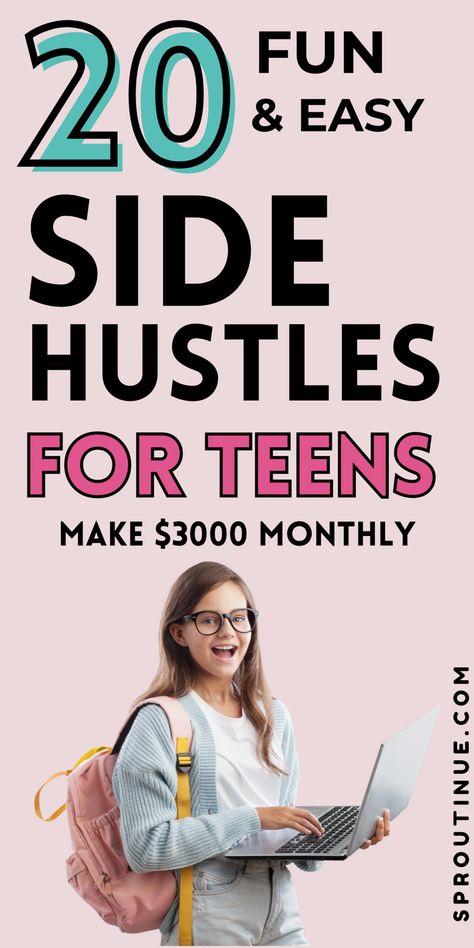 Side Hustles For Teens, Easy Side Hustles, Online Jobs For Teens, Best Side Hustles, Side Hustle Passive Income, Best Online Jobs, Easy Money Online, Jobs For Teens, Side Hustle Ideas