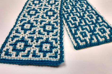 Reversible Mosaic Crochet, Reversible Crochet Pattern, Mosaic Crochet Scarf, Crochet Mosiac, Crochet Flower Scarf, Crochet Mosaic, Crochet Scarf Pattern, Crochet Charts, Mosaic Crochet