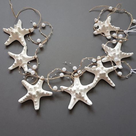 Starfish Garland, Seashell Garland, Beach Wedding Guest Book, Ocean Home Decor, Backdrop Christmas, Coastal Christmas Decor, Coastal Holiday, Beachy Christmas, Stella Marina