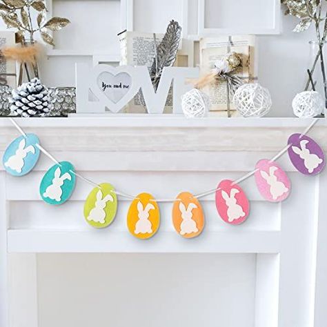 Bunny Bunting, Easter Egg Garland, Easter Egg Bunny, Rustic Holiday Decor, Easter Party Decor, Easter Garland, Easter Banner, Bunting Flag, Felt Banner