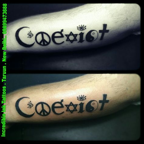 #Coexist #Tattoo Coexist Tattoo Coexist Tattoo, Tattoo Training, Believe Tattoos, Incredible Tattoos, Makeup Tattoos, Thigh Tattoo, Tattoos And Piercings, New Tattoos, Ink Tattoo