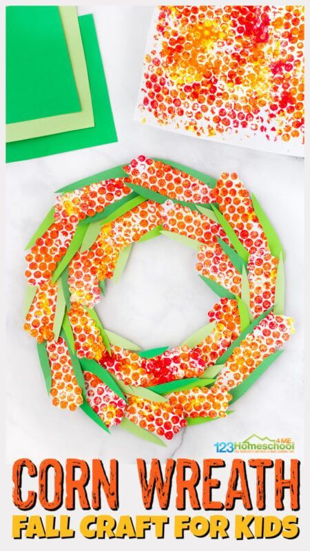 Looking for a fun-to-make Autumn craft for kids? This beautiful corn wreath craft uses such a fun technique to make an Indian Corn construction paper and paint craft for toddler, preschool, pre-k, kindergarten, first grade, 2nd grade, and 3rd graders too. This fall craft for preschoolers is sure to brighten up your room, window, or front door throughout September, October, and even November for Pre-k Thanksgiving Crafts. Pine Cone Turkeys, Turkey Handprint Craft, Candy Corn Crafts, Corn Wreath, Instrument Craft, Preschool Crafts Fall, Autumn Craft, Fun Fall Crafts, Fall Art Projects