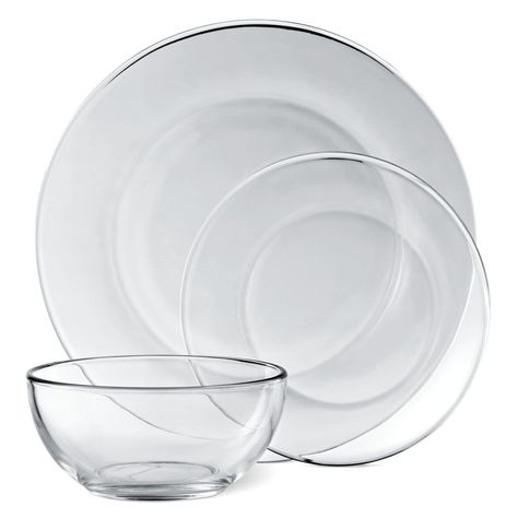 PRICES MAY VARY. Elemental yet sleak dinnerware set made out of thick and durable clear glass. Add a contemporary chic touch to your dinner serving with this glass service for 4. You can create a balanced and neutral table setting, easy to pair with other tableware pieces. This dinnerware set with a modest design is food, dishwasher, microwave and oven safe making it perfect for everyday use. Clear Glass Plates, Dishware Sets, Casual Dinnerware, Glass Dinnerware, Red Pomegranate, Contemporary Chic, Micro Onde, Glass Plates, Dinnerware Set