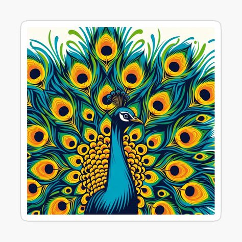 Get my art printed on awesome products. Support me at Redbubble #RBandME: https://www.redbubble.com/i/sticker/Peacock-Pop-Art-Style-by-artofuniverse/163713923.EJUG5?asc=u Peacock Pop Art, Peacock Illustration, Art Peacock, Colorful Peacock, Simple Pop, Peacock Decor, Peacock Art, Pop Art Style, Peacock Print