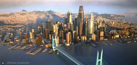 Big Hero 6 Concept Art, Post Apocalyptic City, San Fransokyo, Disney Concept Art, Skyline View, Art Sites, Futuristic City, Future City, Hero 6