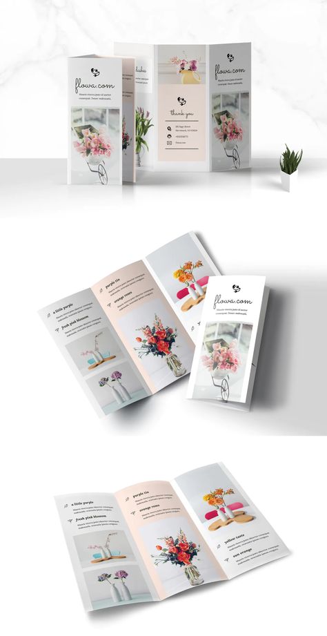 Flower Brochure Design, Florist Brochure, Pamplet Design, Catalog Design Inspiration, Print Design Brochure, Company Brochure Design, Flowers Business, Brochure Graphic, Daycare Design