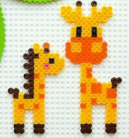 Perler Bead Giraffe Pattern, Hama Beads Giraffe, Perler Beads Giraffe, Giraffe Bead Pattern, Giraffe Perler Bead Patterns, Hamma Beads Ideas, Easy Perler Beads Ideas, Hama Beads Design, Perler Bead Templates