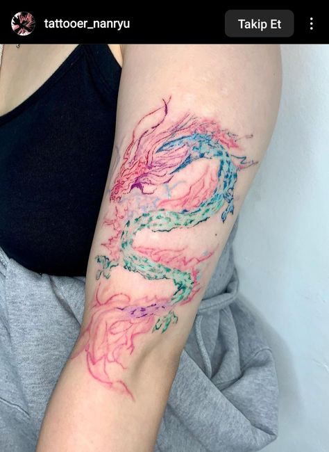 Pink Dragon Tattoo, Blue Dragon Tattoo, Phoenix Bird Art, Blue Tattoo, Pink Dragon, Phoenix Bird, Blue Dragon, Dragon Tattoo, Henna Tattoo