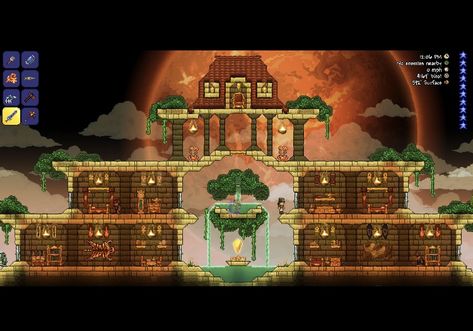 Terraria Oasis House, Terraria Fountain, Desert Terraria Builds, Terraria Desert House, Dessert House Terraria, Terraria Desert Build, Terraria Memes, Terrarium Base, Terraria House Ideas