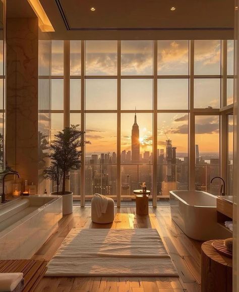 Dream Penthouse NYC 📍 🌆 Dream Penthouse, Penthouse Aesthetic, New York City Penthouse, Penthouse Interior, Nyc Penthouse, City View Apartment, Apartment View, Dream Apartment Decor, Dream House Rooms