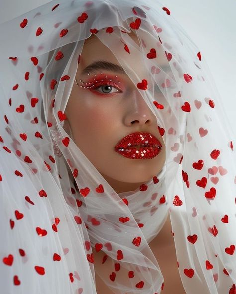 Silver White Hair, Valentine Photo Shoot, Rhinestone Makeup, Creepy Halloween Makeup, Punk Makeup, Beautiful Photoshoot Ideas, Creative Photoshoot Ideas, Valentines Makeup, Makeup Mistakes