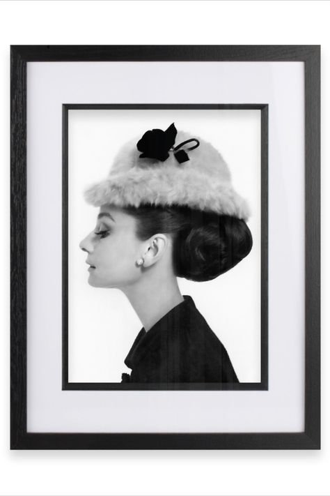 AUDREY HEPBURN PRINT, Breakfast at Tiffanys, Wall Art Print, Black & White Remastered Photograph Vogue Wall Art, Givenchy Hat, Vintage Audrey Hepburn, Audrey Hepburn Print, Vogue Wall, Audrey Hepburn Pictures, Audrey Hepburn Wall Art, Audrey Hepburn Photos, Classic Hollywood Glamour