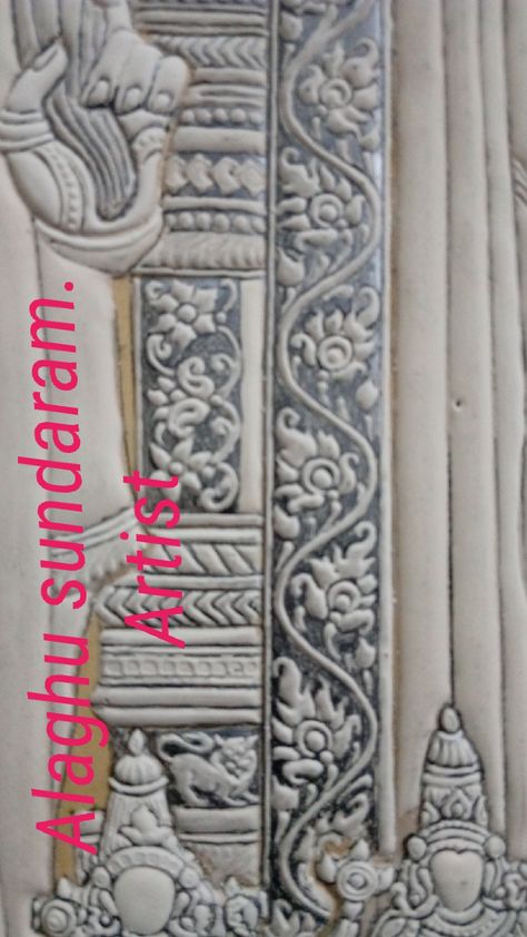 Tanjore Painting Pillar Design, Warli Arts, Pillar Painting, Tanjore Sketches, Stone Mural, Thanjavur Painting, Tanjore Art, 3d Relief Art, Crown Diy