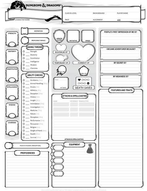 Homebrew 5e, 5e Character Sheet, Rpg Character Sheet, Dm Tools, Dnd Character Sheet, Character Sheet Template, Dnd 5e Homebrew, Dnd Dragons, Dnd Stuff