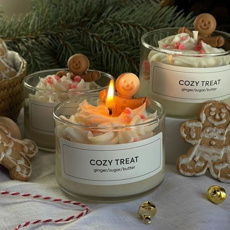 Embrace the cozy holiday atmosphere with our “Cozy Treat” candle, crafted for those who cherish warm winter evenings. This candle is designed to look like a delicious dessert and is adorned with a charming little gingerbread figure, adding a touch of magic to any space. Price:25$ The fragrance combines sweet notes of sugar and creamy butter with a spicy hint of ginger, reminiscent of freshly baked gingerbread cookies. It’s the perfect gift for yourself or loved ones, filling the home with ... Scent Aesthetic, Desert Candle, Winter Dessert, Dessert Candles, Cozy Holiday, Sweet Notes, Freshly Baked, Gingerbread Cookies, Warm Winter