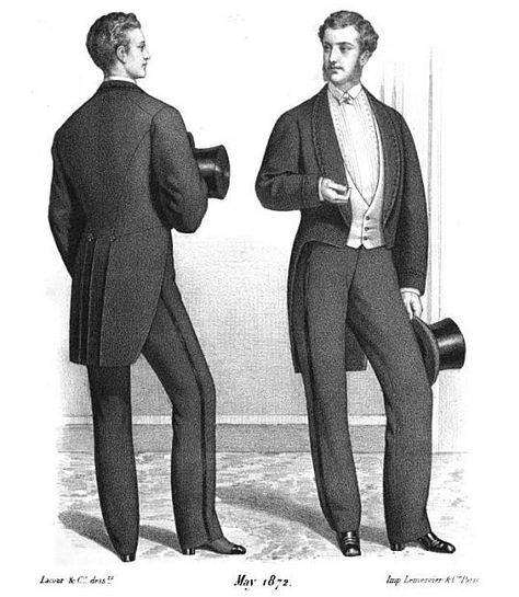 Evening dress Mens Victorian Fashion, Victorian Mens Fashion, Victorian Mens Clothing, Mens Evening Wear, 19th Century Men, Victorian Men, 1870s Fashion, Victorian Man, 1880s Fashion