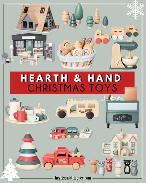 Hearth And Hand With Magnolia Toys, Hearth And Hand Toys, Hearth And Hand Christmas, Cottage Dollhouse, Hearth And Hand With Magnolia, Farm School, Bedroom Christmas, Coffee Stands, Wooden Cabins