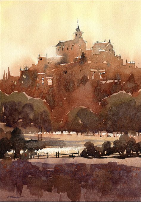 Watercolour Architecture, Iain Stewart, Europe Watercolor Painting, City Landscape Watercolor, Iain Stewart Watercolors, Watercolor Monuments, Loose Watercolor Cityscapes, Master Watercolor, Poster Color Painting