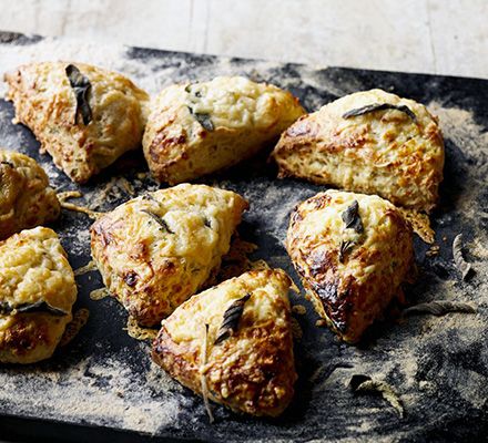 Go beyond fondue and macaroni with our collection of delicious cheese recipes. Savory Scones Recipe Breakfast, Savoury Pumpkin Scones, Sage Scones, Rosemary Cheddar Scones, Cheese Scones Recipe Uk, Sultana Scones, Pamper Evening, Savoury Scones, Cheddar Scones