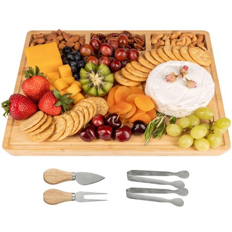 PRICES MAY VARY. GREAT SIZE - The large board accommodates a beautiful assortment of cheeses, meats, vegetables, crackers, nuts and more. VERSATILE - Elevate your next party with your tasty creations or serve up healthy snacks for the family. No matter how you use these platters, you will enjoy how practical and naturally elegant they are. ELEGANT GIFT - Each board is hand crafted by skilled artisans and makes for a memorable gift. Packaged in a beautiful gift box, your gift is sure to delight a Fruits Desserts, Charcuterie Party, Charcuterie Board Meats, Amazing Food Decoration, Charcuterie Inspiration, Charcuterie And Cheese Board, Cheese Platter, Charcuterie Recipes, Cheese Platters