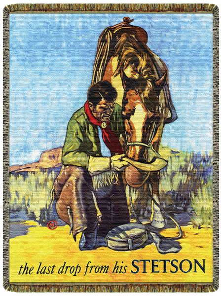 Stetson throw blanket! Cowboy Poster, Cowboy Artists, Wall Aesthetic, Wilde Westen, Into The West, Stetson Hat, The Last Drop, Vintage Cowgirl, Cowboy Art