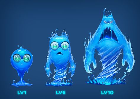 Water elementary's Evolution on Behance Water Element Character, Water Monster Concept Art, Water Character Illustration, Water Character Art, Water Elemental Character Design, Water Spirit Character Design, Water Monster Art, Water Character Design, Water Robot