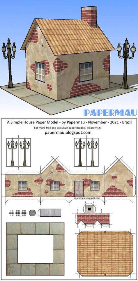 Model Houses Miniatures, Papercraft House, Small Village House, Dnd Props, Paper Models House, Paper Town, Paper Buildings, Paper House Template, Paper Soldiers