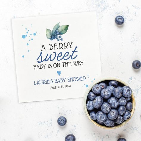 Berry Sweet Blueberry Baby Shower Invitation | Zazzle Baby Bug, Having A Baby Boy, Baby Shower Napkins, Baby Shower Brunch, Baby Shower Supplies, Boy Baby Shower Themes, Baby Shower Cards, Party Napkins, Free Birthday Invitation Templates