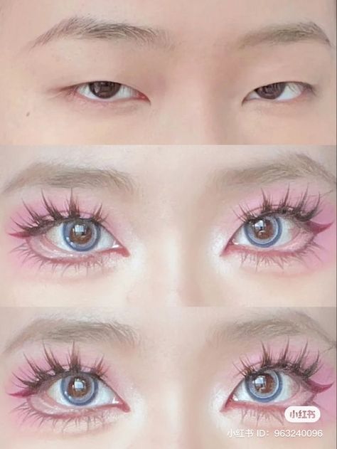 Pink Cosplay Makeup, Dolly Make Up, Pink Gyaru Makeup, Dolly Eye Makeup, Dolly Makeup, Cosplay Makeup Tutorial, Anime Eye Makeup, Gyaru Makeup, Douyin Makeup