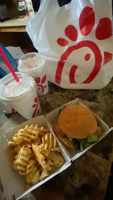 Chick Fil A Aesthetic, Chick Fa La, Food Dump, Fruit Smoothie Recipes Healthy, Best Fast Food, Big Appetite, Digital Food, Soul Food Dinner, Sleepover Food