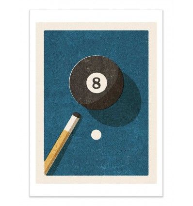 Daniel Coulmann creates illustrations on sport universe, in a Pop Art Serigraphy style. A pefect design for fan of sport ! Art posters, frames and prints for wall interior decoration, of a ball in aBillard 8 Ball. Billards Art, Billiard Ball, Ball Drawing, Matchbox Label, Pool Ball, Sport Art, Sports Art, Retro Illustration, Art Table