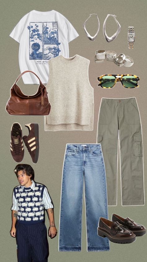 Harry styles eclectic grandpa women’s fashion style outfit inspo Grandpa Outfit, Harry Styles, Outfit Inspo