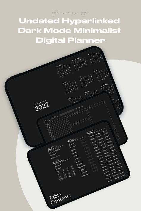 ⚫️ 🗓 ✍️ Undated Digital Minimalist Dark Mode Blackout Digital Planner ( Digital Planner) You are able to organizing your day to day life also perfect for decorating a digital planner/bullet journal or inserting in school notes. These digital planners have a Monday - Sunday start. Inside is Year Overview , Index . Table of Contents , Yearly Goals , Monthly Pages , Weekly Pages , Daily Pages , Habit Tracker and Extra Note Pages all comes in all black. College Notes Organization, Minimalist Digital Planner, Goodnotes 5, Planner Writing, Monthly Planner Template, Undated Digital Planner, Planner Essential, Kids Planner, Daily Planner Pages