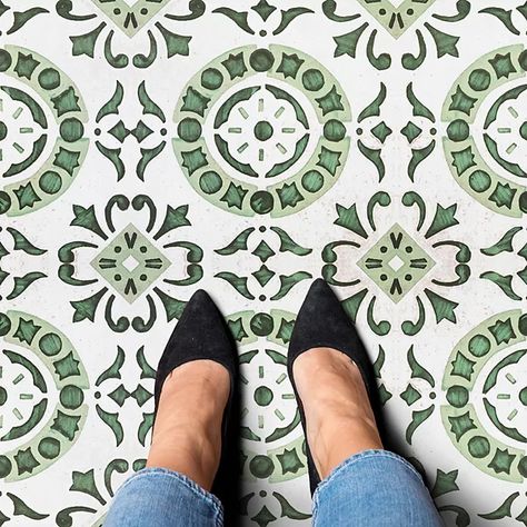 Achim Retro Green Medallion 12x12 Self Adhesive Vinyl Floor Tiles Set of 20 Retro Vinyl Flooring, Self Adhesive Floor Tiles, Adhesive Floor Tiles, Retro Tiles, Peel And Stick Floor, Vinyl Floor Tiles, Vinyl Tile Flooring, Green Flooring, Peel And Stick Vinyl