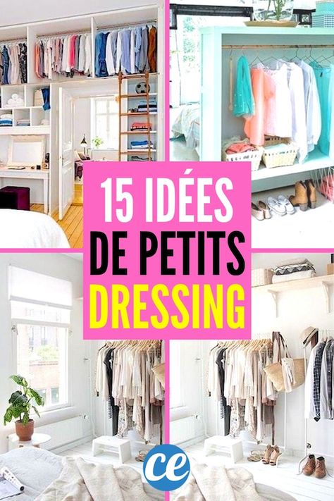 Dressing Diy, Inspiration Dressing, Dressing Pas Cher, Diy Dressing, Mini Dressing, Small Dressing Rooms, Mezzanine Bed, Closet Organisation, Grand Dressing