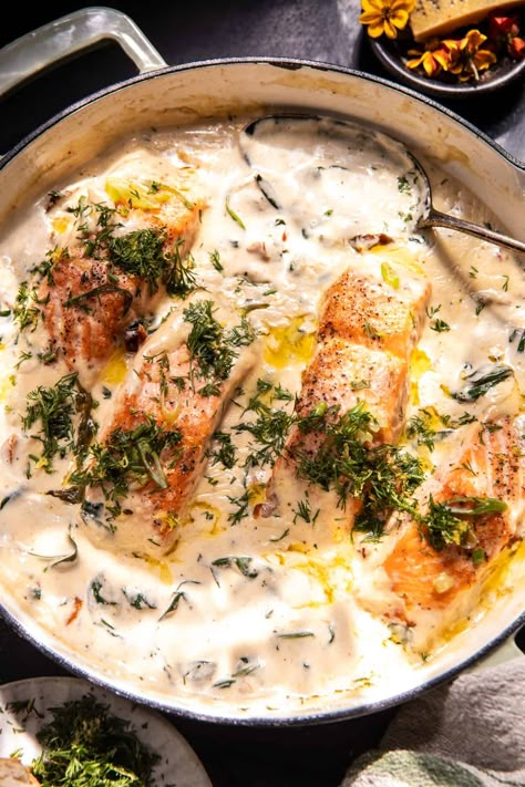 Creamy Garlic Butter Baked Salmon | halfbakedharvest.com Half Baked Harvest Recipes, Harvest Recipes, Half Baked, Half Baked Harvest, Chicken Stuffed Peppers, Spinach And Cheese, Creamy Garlic, Latest Recipe, Baked Salmon