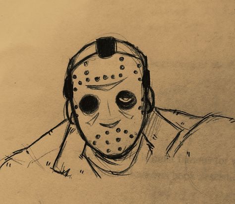 Jason Voorhees Sketch, Jason Voorhees Drawing, Horror Things, Horror Slashers, Beginner Sketches, Jason Vorhees, Horror Genre, Horror Movies Funny, Big Scary